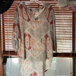 Cato orange Tan Boxy Tunic 3/4 Sleeve